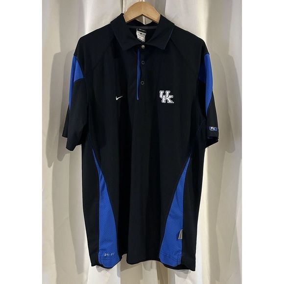 Nike University Of Kentucky Polo‎ Shirt Men's Large Wildcats Dri Fit Black - Picture 1 of 7